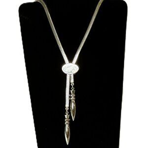 Vintage Monet Silver Tone Adjustable Lariat Bolero Style S Chain Necklace